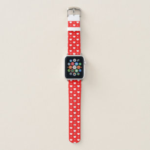 Red White Hearts Pattern Girl Apple Watch Band