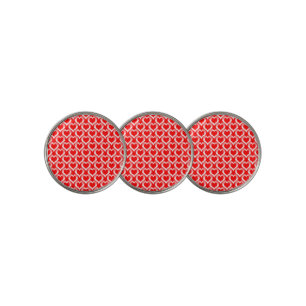 Red White Hearts Pattern Golf Ball Marker