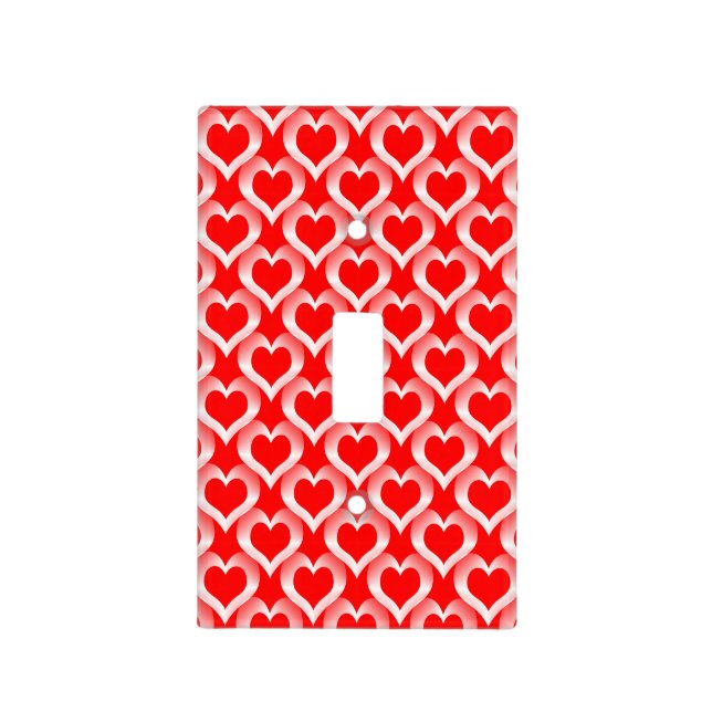 Red White Hearts Pattern Light Switch Cover (Front)