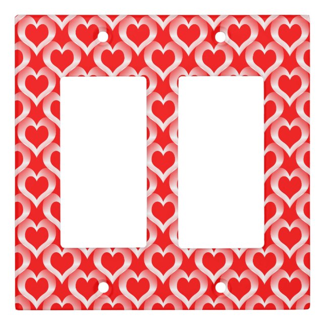 Red White Hearts Pattern Light Switch Cover (Front)