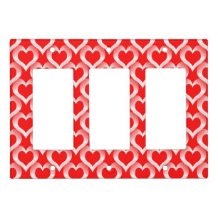 Red White Hearts Pattern Light Switch Cover