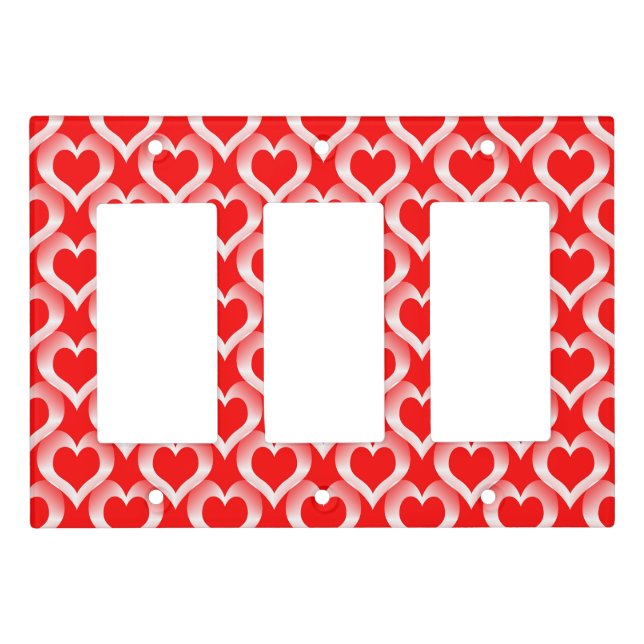 Red White Hearts Pattern Light Switch Cover (Front)