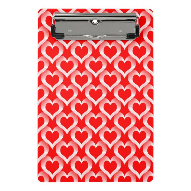 Red White Hearts Pattern Mini Clipboard (Front)