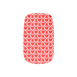Red White Hearts Pattern Minx Nail Art