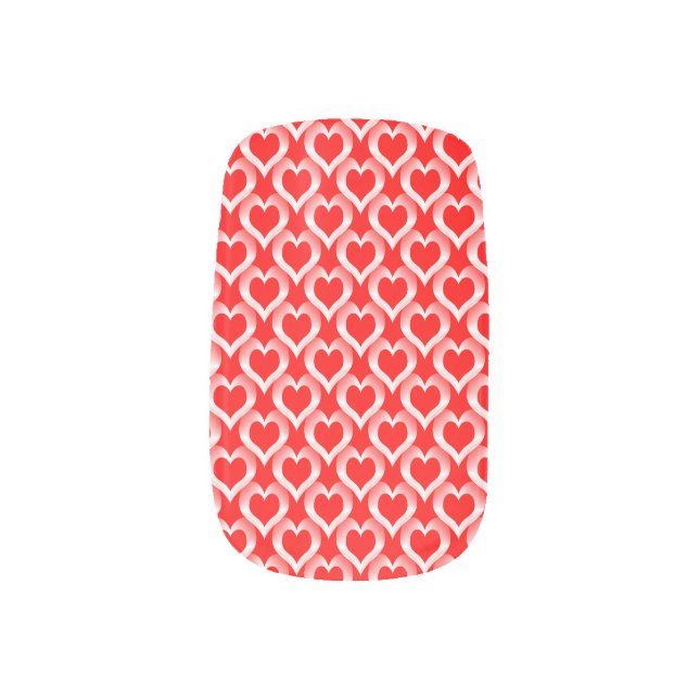 Red White Hearts Pattern Minx Nail Art (Left Thumb)