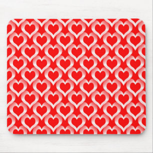 Red White Hearts Pattern Mouse Pad