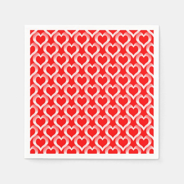 Red White Hearts Pattern Napkins (Front)