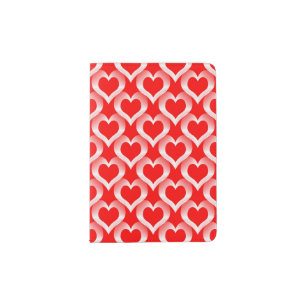 Red White Hearts Pattern Passport Holder