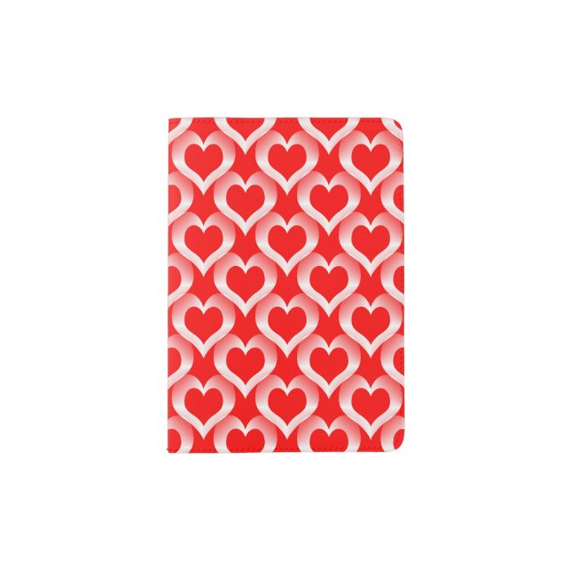 Red White Hearts Pattern Passport Holder (Front)