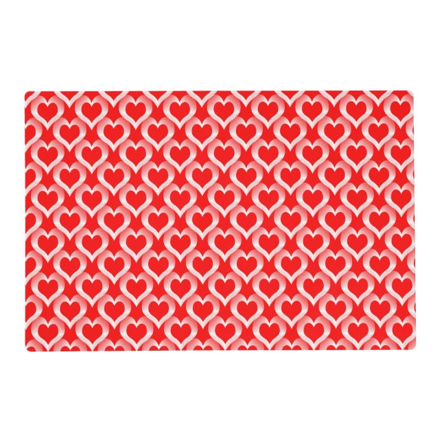 Red White Hearts Pattern Placemat (Front)