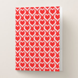 Red White Hearts Pattern Pocket Folder