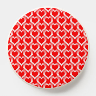 Red White Hearts Pattern PopSocket