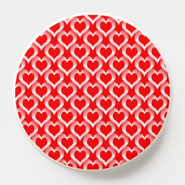 Red White Hearts Pattern PopSocket (Popsocket)