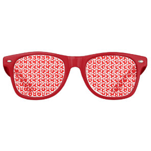 Red White Hearts Pattern Retro Sunglasses