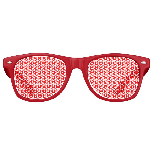Red White Hearts Pattern Retro Sunglasses (Front)