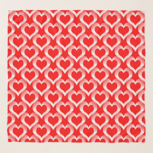 Red White Hearts Pattern Scarf