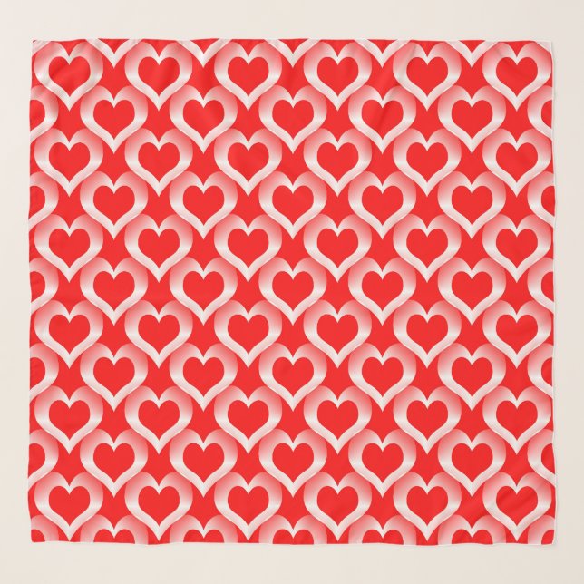 Red White Hearts Pattern Scarf (Front)