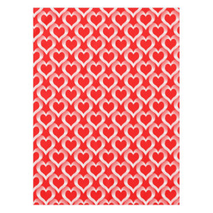 Red White Hearts Pattern Tablecloth