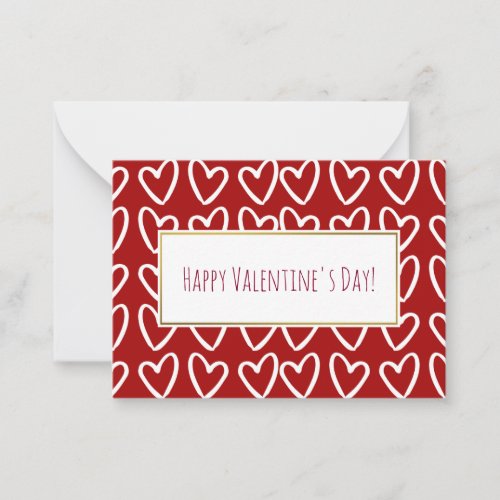 Red  White Hearts Valentine Cards 100 pack