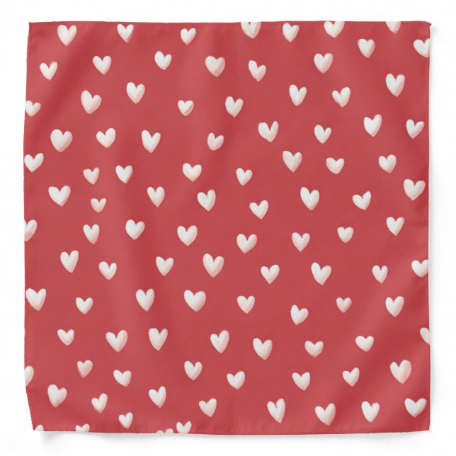 Red White Hearts Valentine's Day Bandana (Front)
