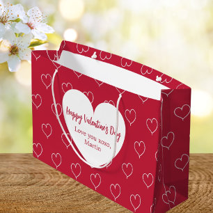 Red white hearts Valentine's Day Large Gift Bag