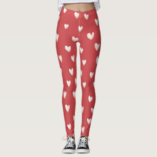 Red White Hearts Valentine's Day Leggings