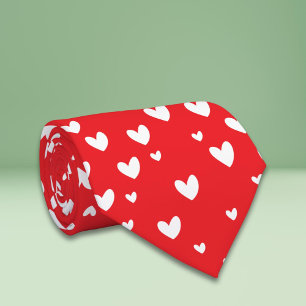 Red White Hearts Valentine's Day  Neck Tie