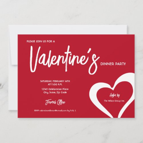 Red White hearts Valentines Day party custom Invitation