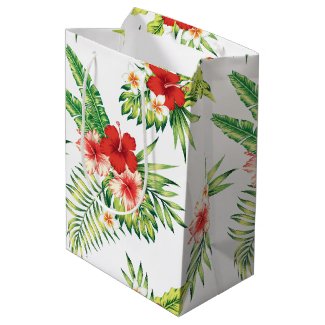Red & White Hibiscus Tropical Pattern