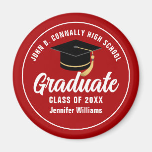 Red White High School Graduate Custom Graduation Magnet