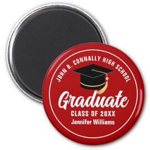 Red White High School Graduate Custom Graduation Magnet