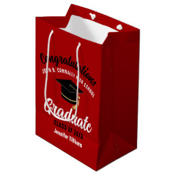 Red White High School Graduate Custom Graduation Medium Gift Bag