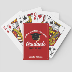 Red White High School Graduate Custom Graduation Poker Cards