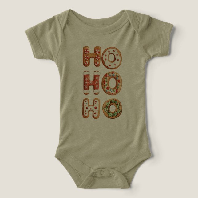 Red White Ho Ho Ho Gingerbread Cookie Christmas Infant T-shirt (Design Front)