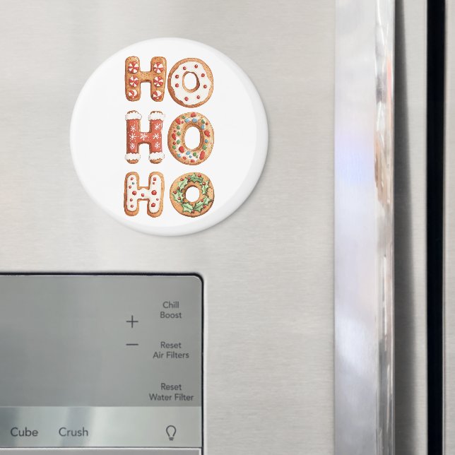 Red White Ho Ho Ho Gingerbread Cookie Christmas Magnet (In Situ (Fridge))