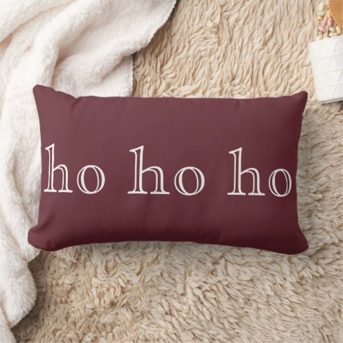 Red White ho ho ho Merry Christmas Lumbar Pillow