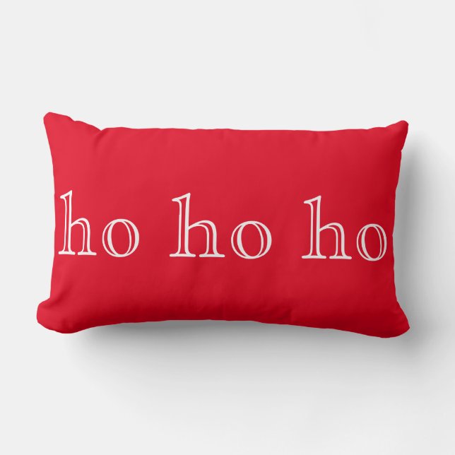 Red White ho ho ho Merry Christmas Lumbar Pillow (Front)