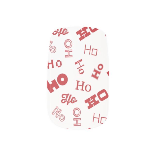 Red + White Ho Hos Christmas Acrylic Minx Nail Art (Left Thumb)