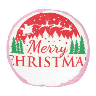 Red & White Holiday Decorative Floor Cushion