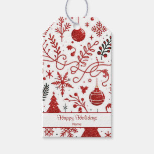 Red White Holiday Gift Tag