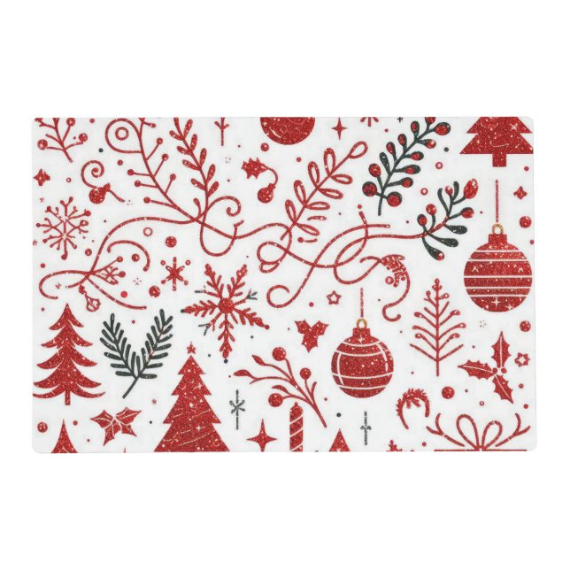 Red White Holiday Paper Placemat (Front)