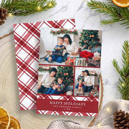 Red White Holiday Photo Collage Card