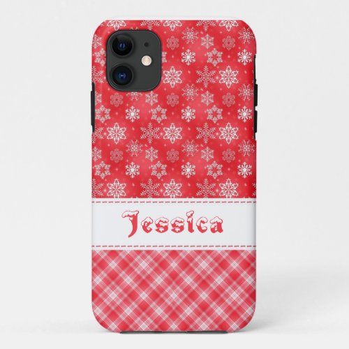 Red  White Holiday Snowflake iphone 5 iPhone 11 Case