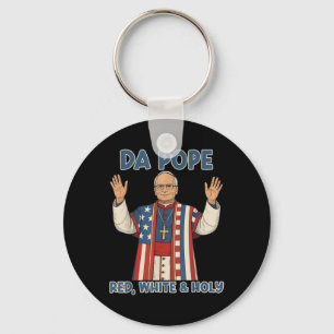 Red White Holy Da Pope From America Chicago Pope L Keychain