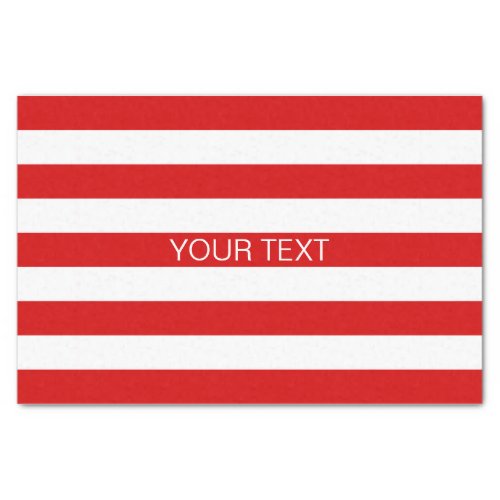 Red White Horizontal Preppy Stripe Name Monogram Tissue Paper