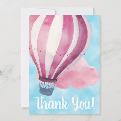 Red White Hot Air Balloon in Blue Sky Thank You