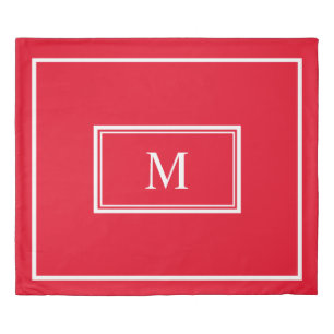 Red White Hotel Chic Stylish Monogram Trendy Duvet Cover