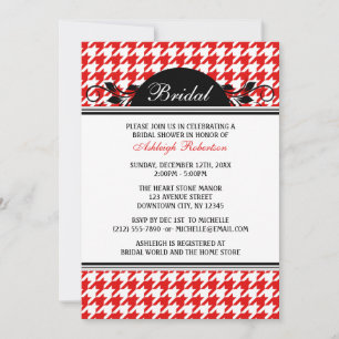 Red & White Houndstooth Bridal Shower Invitations