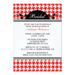 Red & White Houndstooth Bridal Shower Invitations