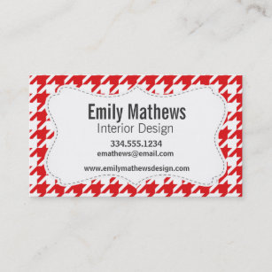 Red & White Houndstooth Pattern Business Card